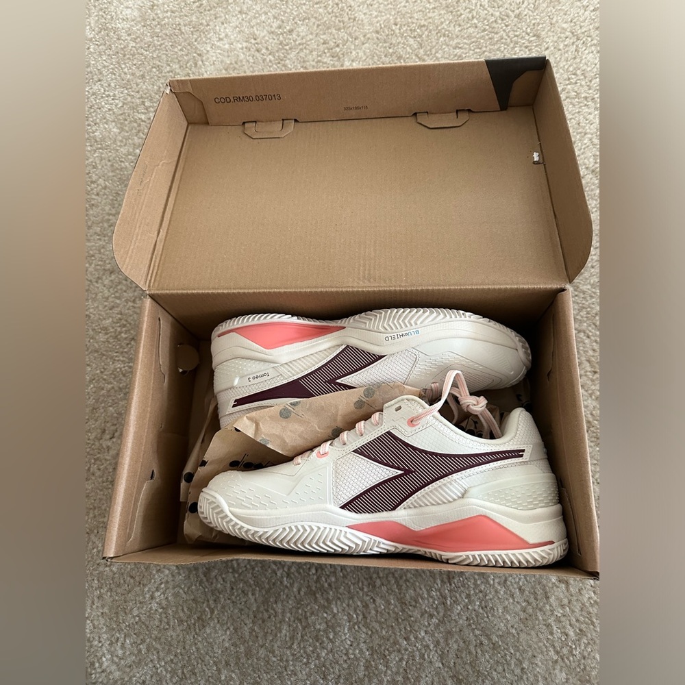 Diadora Blushield Torneo 3 AG Womens Clay Tennis Shoe size 7.5 new never worn - Picture 12 of 13